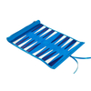 Premium Blue Real Leather Backgammon Roll - up Set