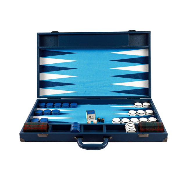 Tartan - Patterned PU Leather & Wool Backgammon Set