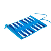 Premium Blue Real Leather Backgammon Roll - up Set