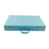 Chic Sky - Blue PU Leather Backgammon Set with Metal Accents