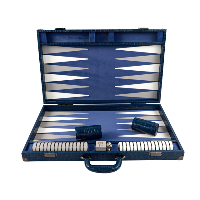 Premium Croc - Patterned PU Leather Backgammon Set