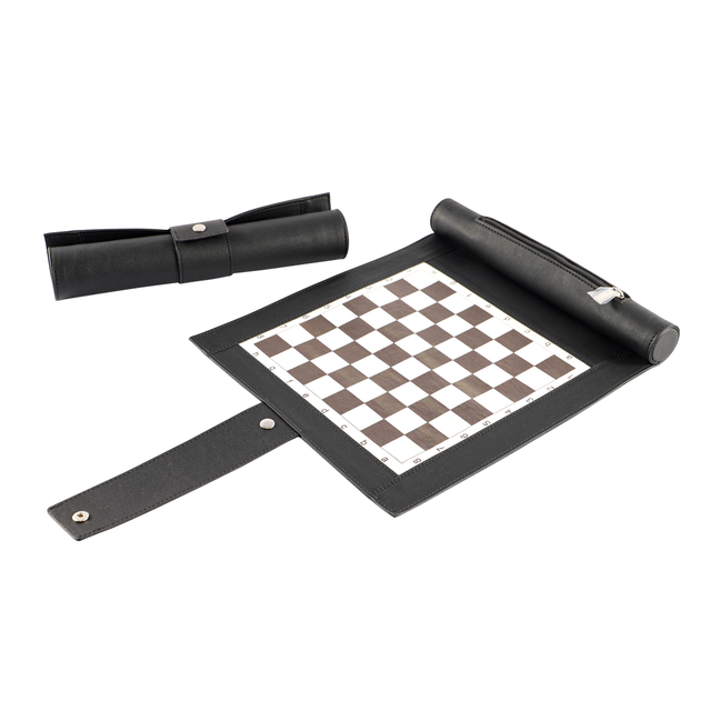 Sleek PU Leather Roll - Up Backgammon & Chess Set