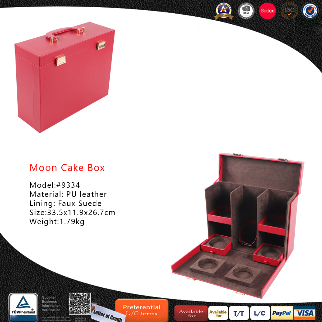 Elegant PU Leather Moon Cake Box for Gifting and Storage