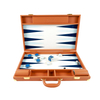 Premium Tan PU Leather Backgammon Set with Brass Accents