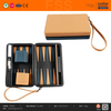 Elegant Two - Tone PU Leather Travel Backgammon Set