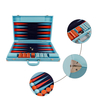 Chic Sky - Blue PU Leather Backgammon Set with Metal Accents
