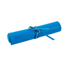 Premium Blue Real Leather Backgammon Roll - up Set