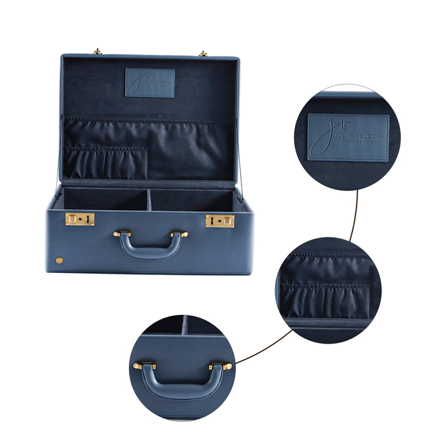 Elevate Your Travel Style with This Navy Leather Customizable Suitcase