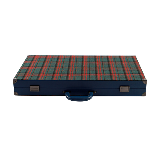 Tartan - Patterned PU Leather & Wool Backgammon Set