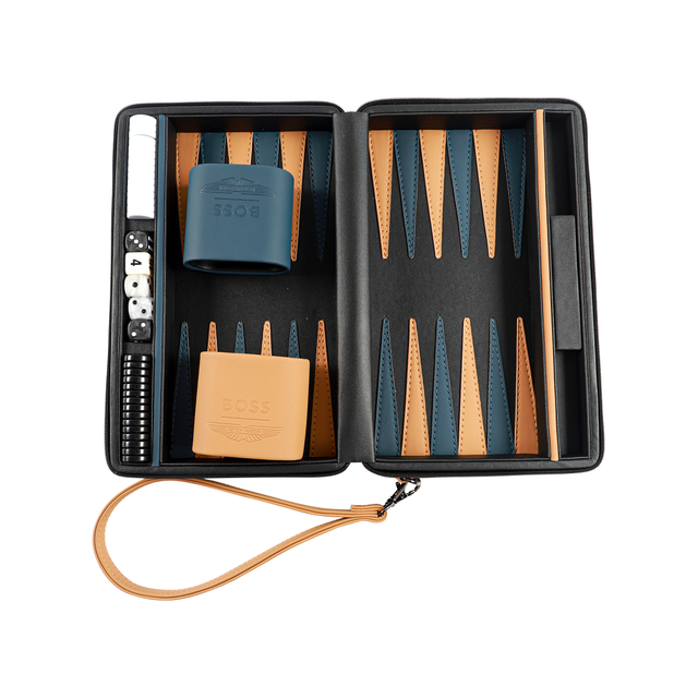 Elegant Two - Tone PU Leather Travel Backgammon Set