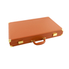 Premium Tan PU Leather Backgammon Set with Brass Accents