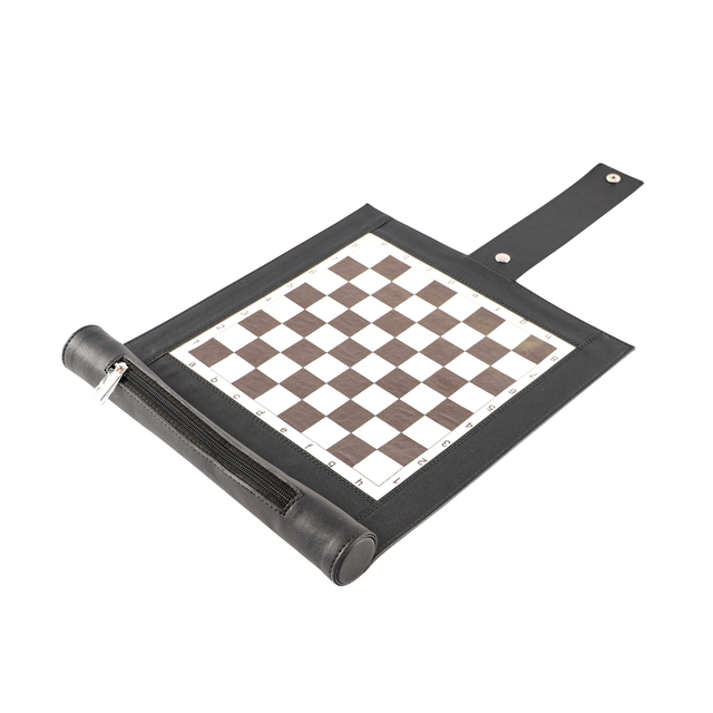 Sleek PU Leather Roll - Up Backgammon & Chess Set