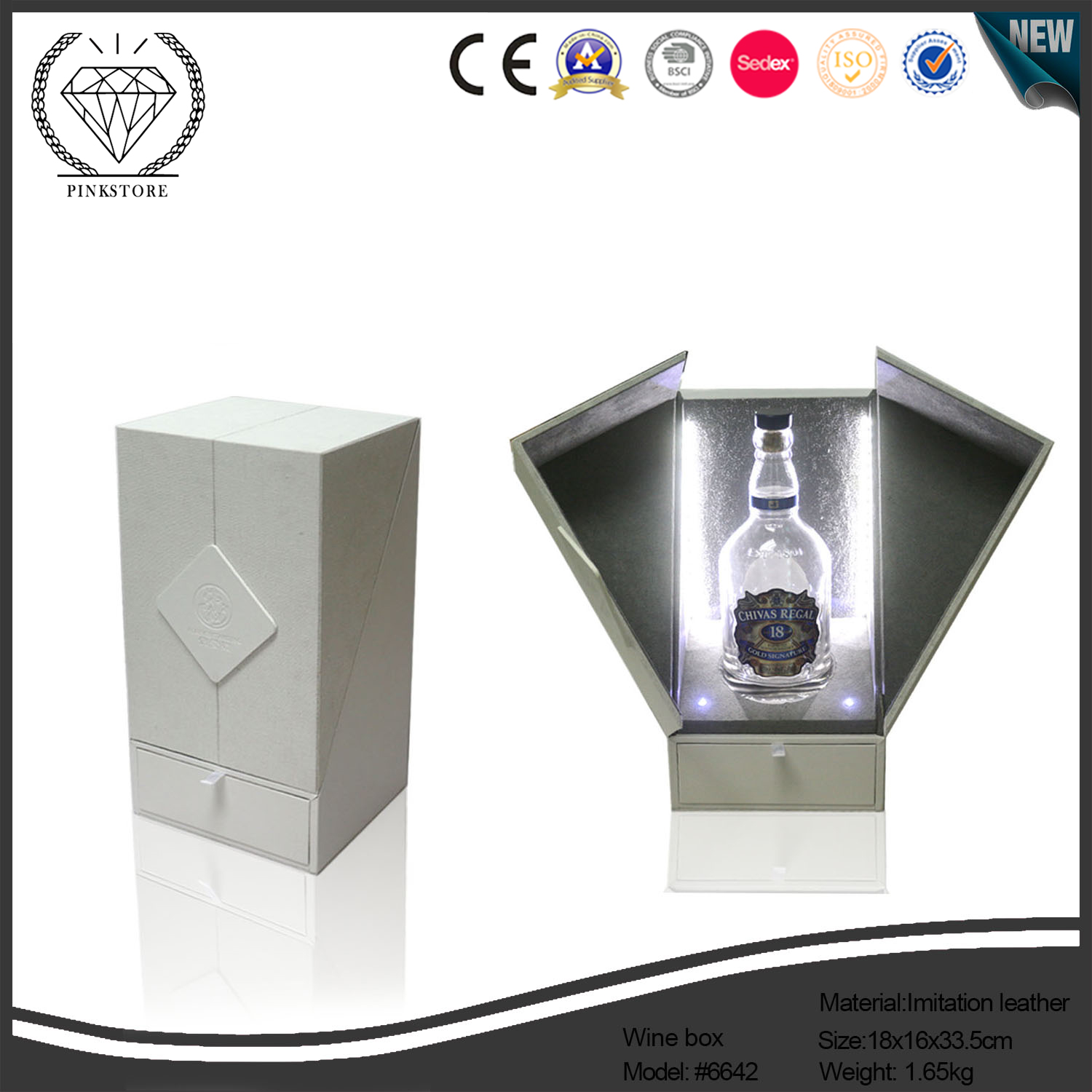 Innovative LED - Lit Imitation Leather Wine Box for Premium Packaging