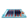 Chic Sky - Blue PU Leather Backgammon Set with Metal Accents