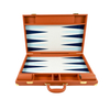 Premium Tan PU Leather Backgammon Set with Brass Accents