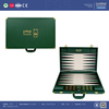 Custom Logo Luxury Green Leather Backgammon Set