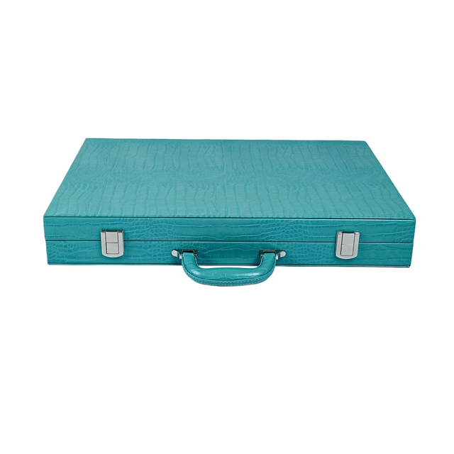Premium Crocodile Pattern Leather Backgammon Set | Luxury Backgammon Board with Chips & Dice