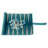 Turquoise PU Roll Up Travel Backgammon Complete Game Kit 