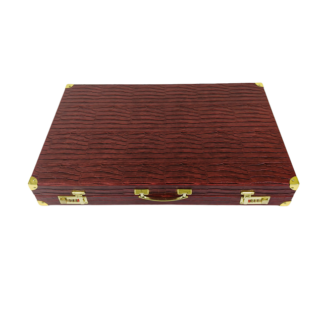 Luxury Croc-Embossed PU Leather Backgammon Set with Velvet Interior